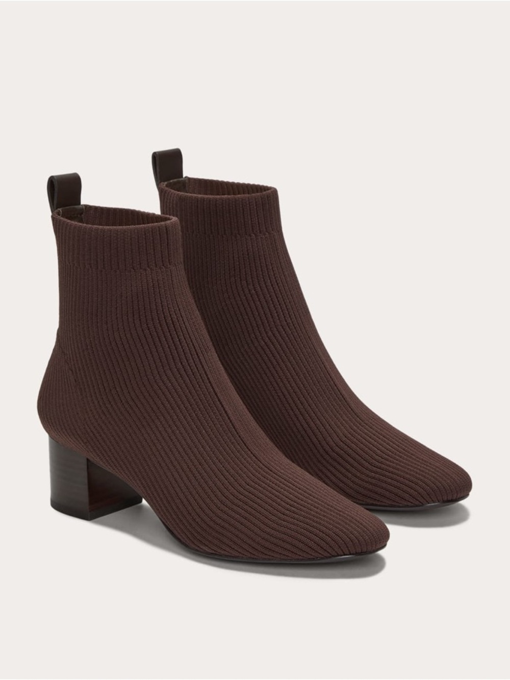 Everlane The Glove Boot Rib Knit Ankle Sock Boots Size 6 Brown ReKnit Block Heel